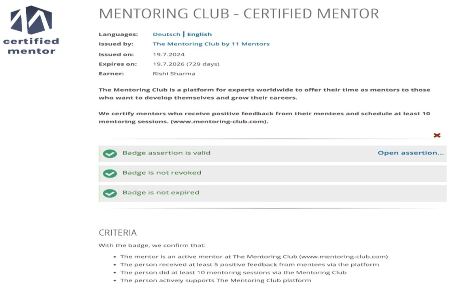 Certified Mentor