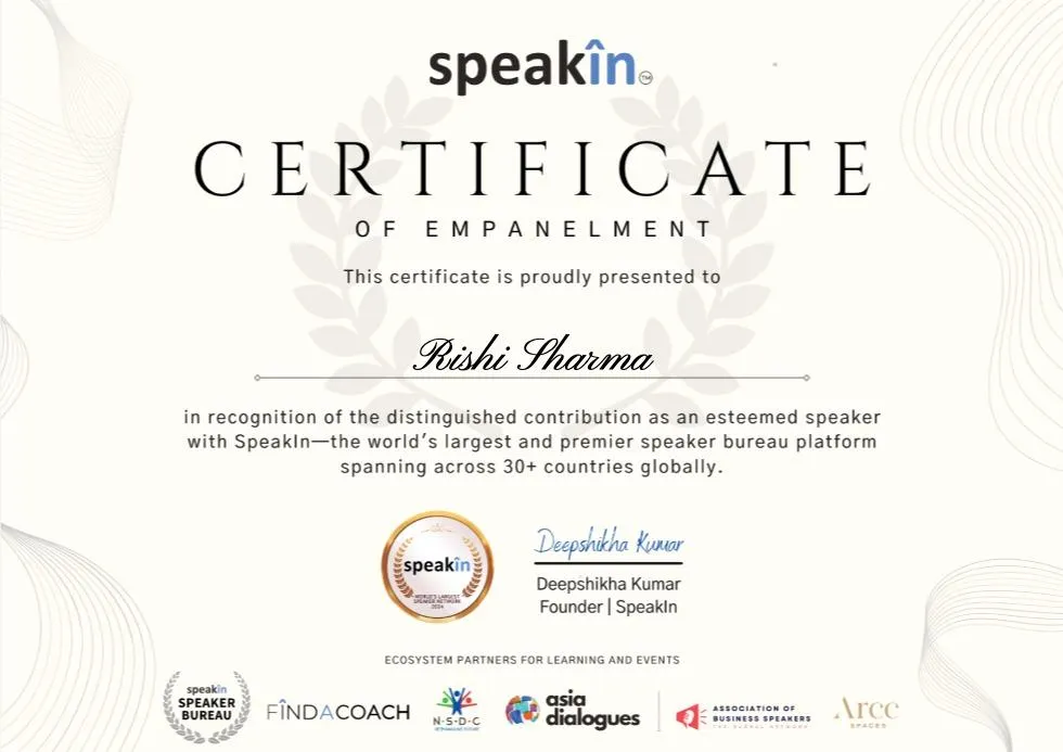 Certificate of Empanelment — Expert Speaker