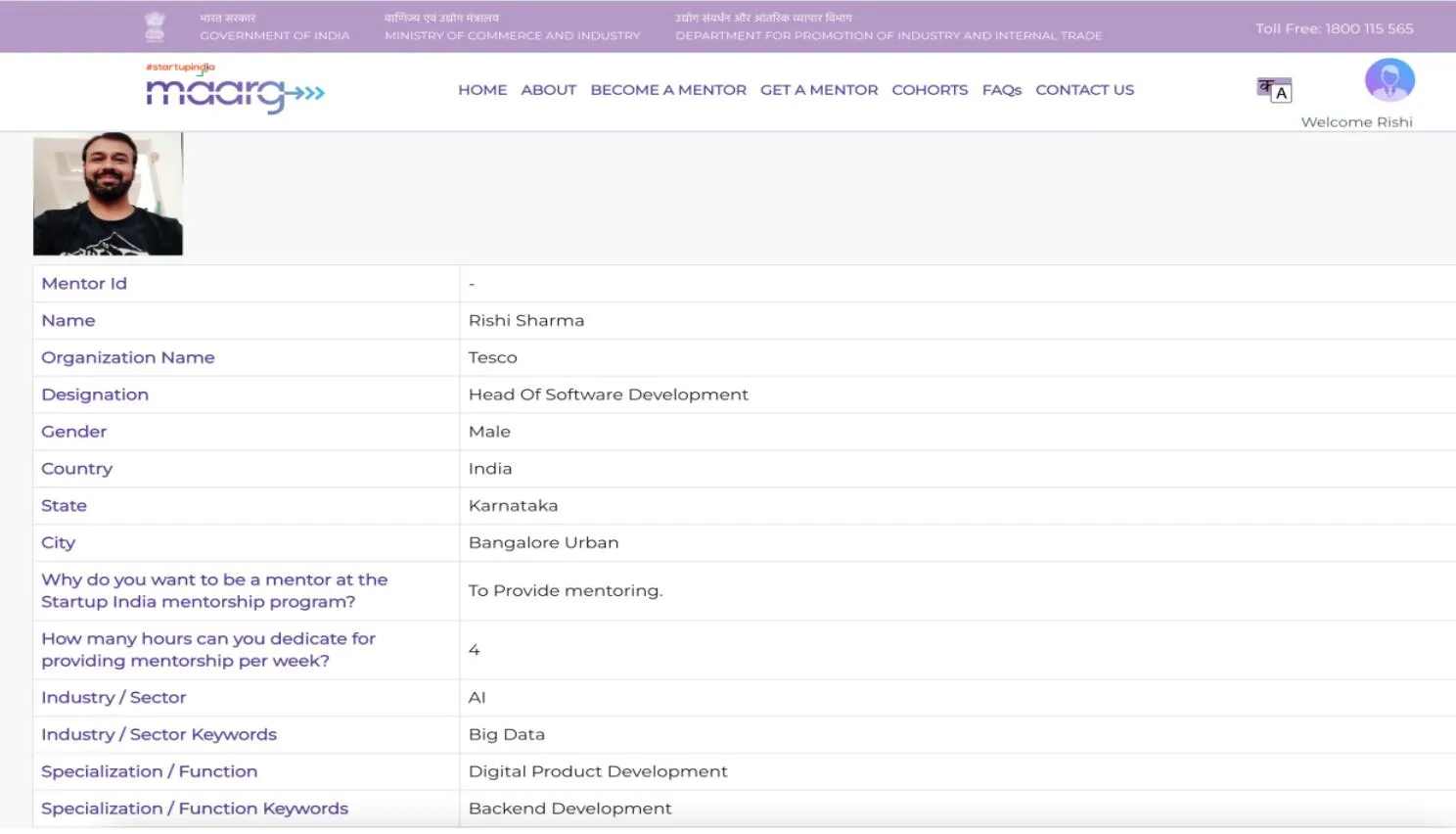 MAARG Mentor — Startup India