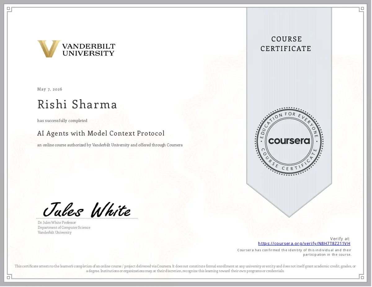 AI Agents with Model Context Protocol — Vanderbilt University / Coursera