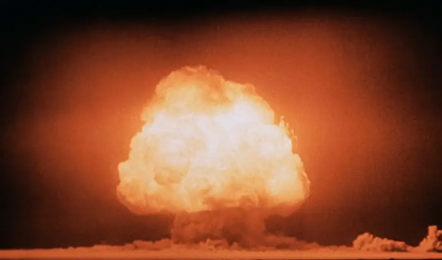 Mushroom cloud of the Trinity nuclear test, 16 July 1945