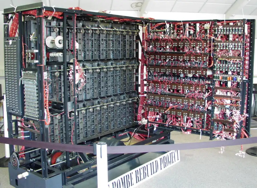 Rebuilt Turing Bombe at Bletchley Park museum, the electromechanical device used to break Enigma